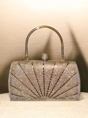 Crystal Sunburst Evening Clutch in Gold